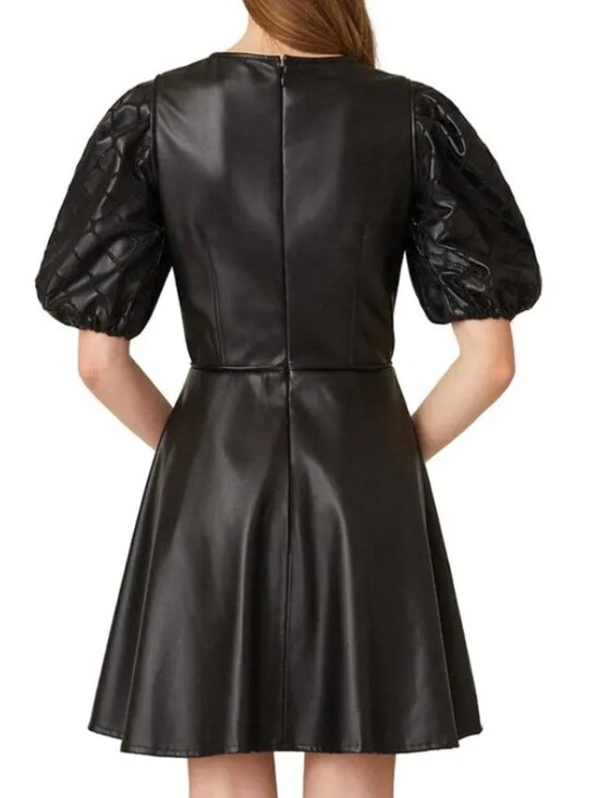 Shoshanna Oakley Faux Leather Minidress, NEW WT, Jet (Size 8) - Picture 4 of 4